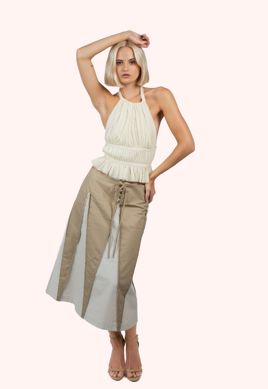Chiffon Wrap Top in Ivory