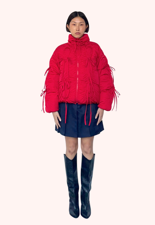 Bommy Puffer Jacket in Red